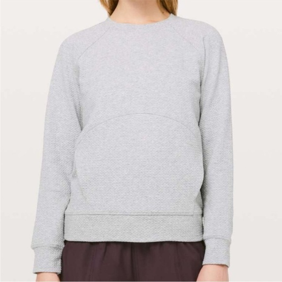 Lululemon Catch a Moment Crewneck Pullover Heathered Core Light Grey Size 6 - Picture 1 of 16
